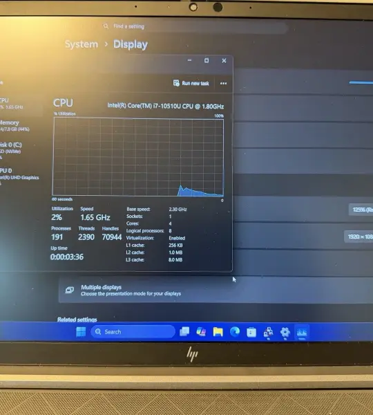 Laptop HP ZBOOK FIREFLY 15 G7 INTEL CORE I7-10510U 8GB RAM 250GB NVME FHD CAM WIN11P