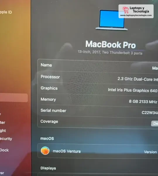 Laptop Apple MacBook Pro 13.3" (2017) Core i5-7267U 8GB RAM 256GB SSD macOS